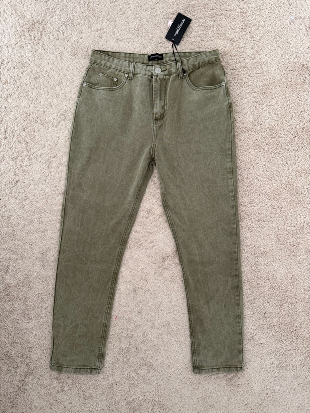 NWT PRETTY LITTLE THING Washed Khaki Straight Leg Jean Women’s Size 10